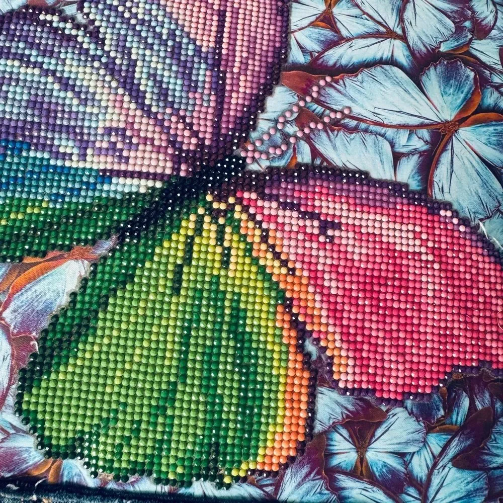 Sparkly Butterfly Colorful Beaded Handmade Throw Pillow